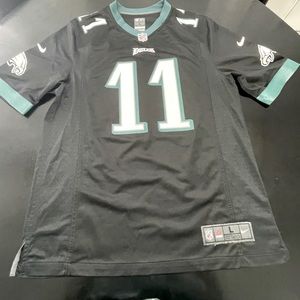 NIKE CARSON WENTZ NFL PHILADELPHIA EAGLES #11 MENS BLACK JERSEY ON FIELD size L